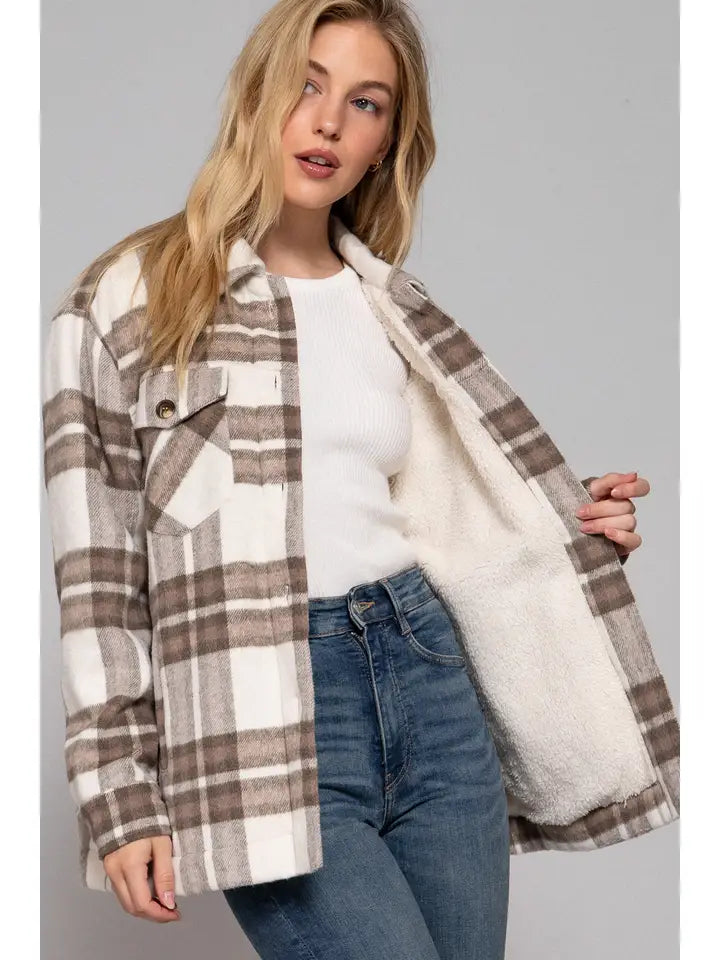 plaid sherpa shacket