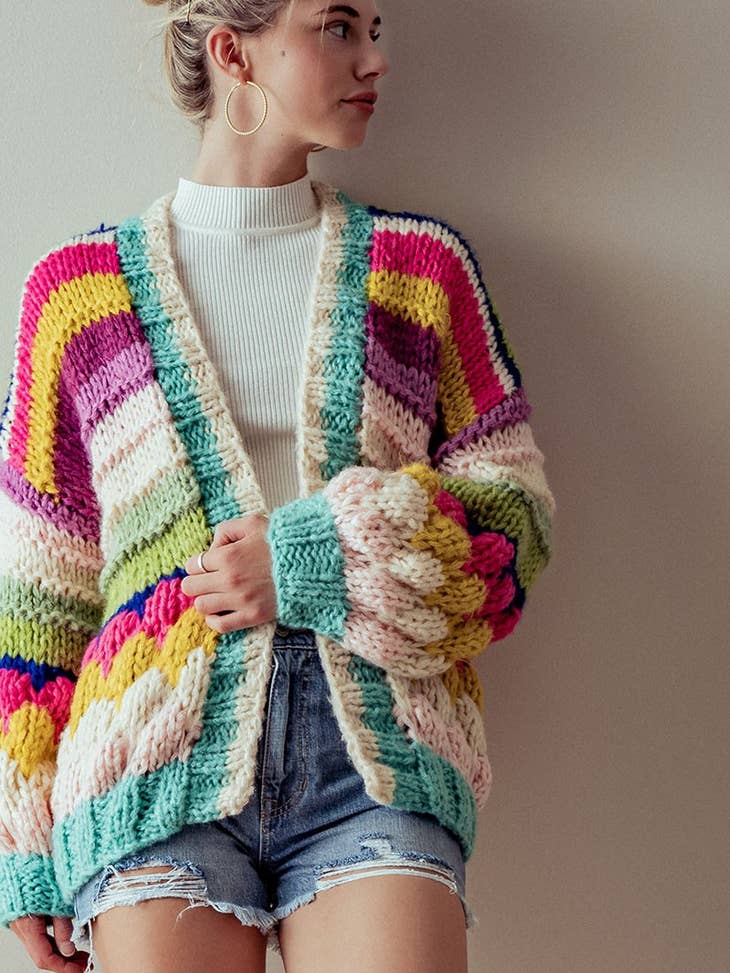 hand knit multi sweater