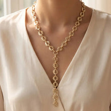 Load image into Gallery viewer, hammered coin lariat neck charm
