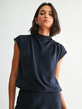 Load image into Gallery viewer, navy crinkle top
