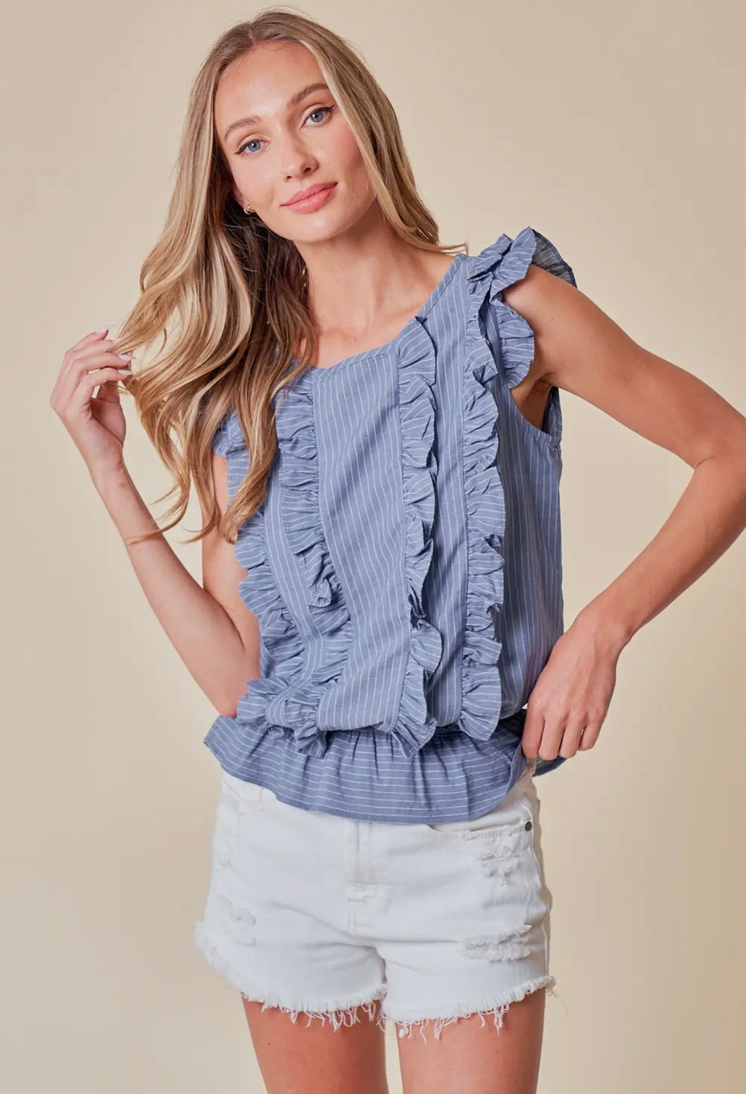 blu stripe ruffle
