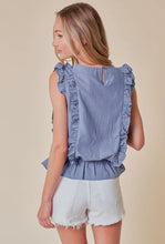 Load image into Gallery viewer, blu stripe ruffle
