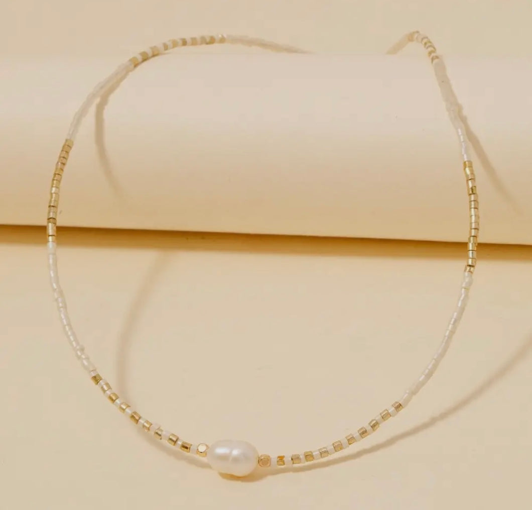 dainty pearl bead neck charm