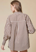 Load image into Gallery viewer, burgundy stripe button down
