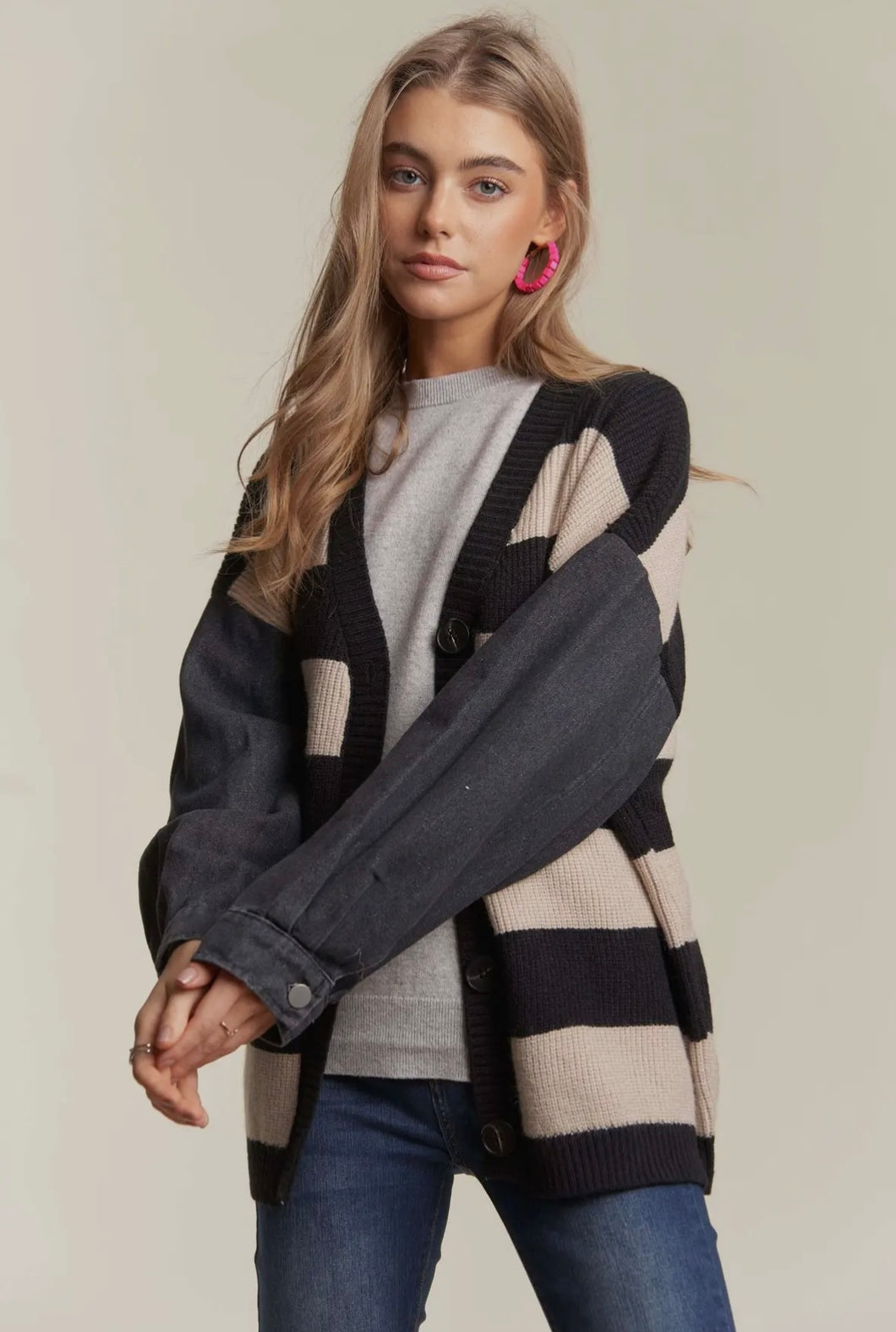 toffee stripe cardi