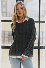 Load image into Gallery viewer, black vintage cable sweater
