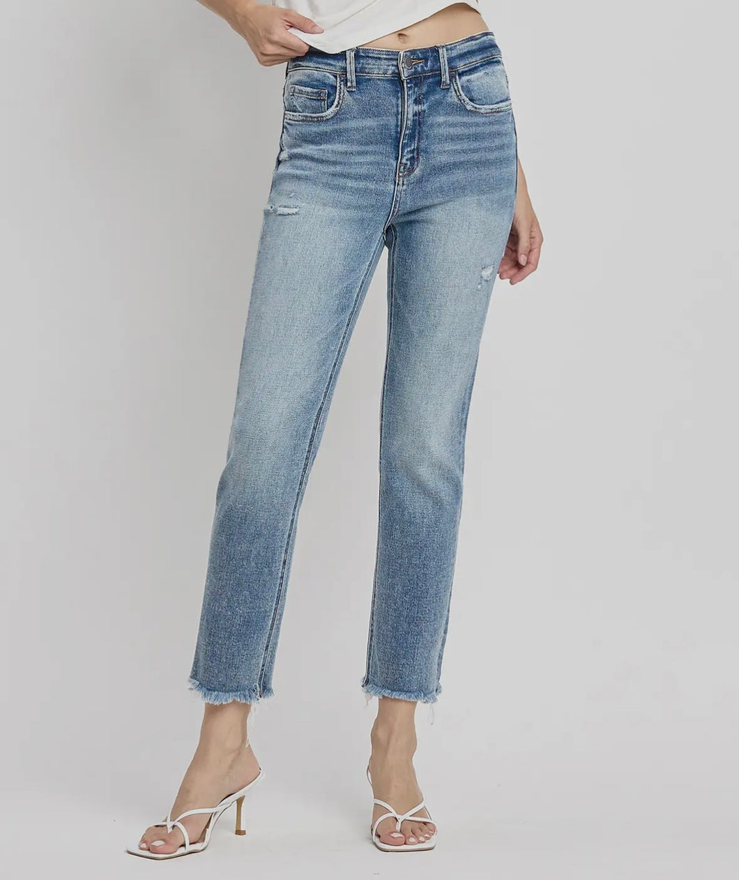 high rise ankle jean