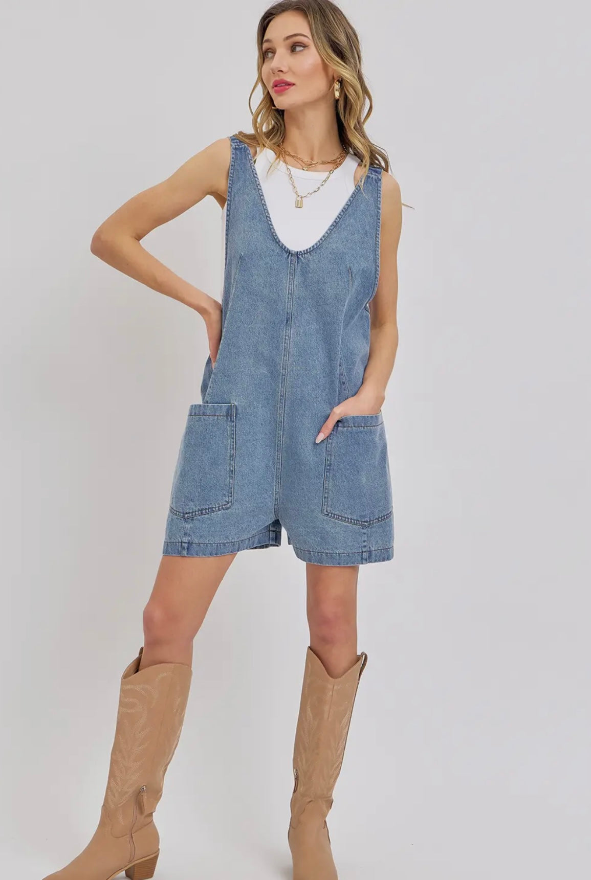 denim jumper- last call sunny grae denim jumper- last call sunny grae