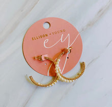 Load image into Gallery viewer, pearl and gold twist hoops
