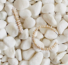 Load image into Gallery viewer, pearl deco hoops
