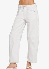 Load image into Gallery viewer, white barrel leg jeans
