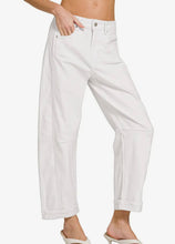 Load image into Gallery viewer, white barrel leg jeans
