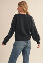 Load image into Gallery viewer, black flower sweater
