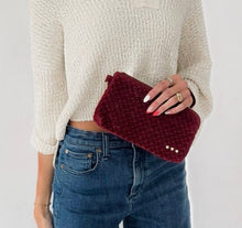 Load image into Gallery viewer, woven suede clutch
