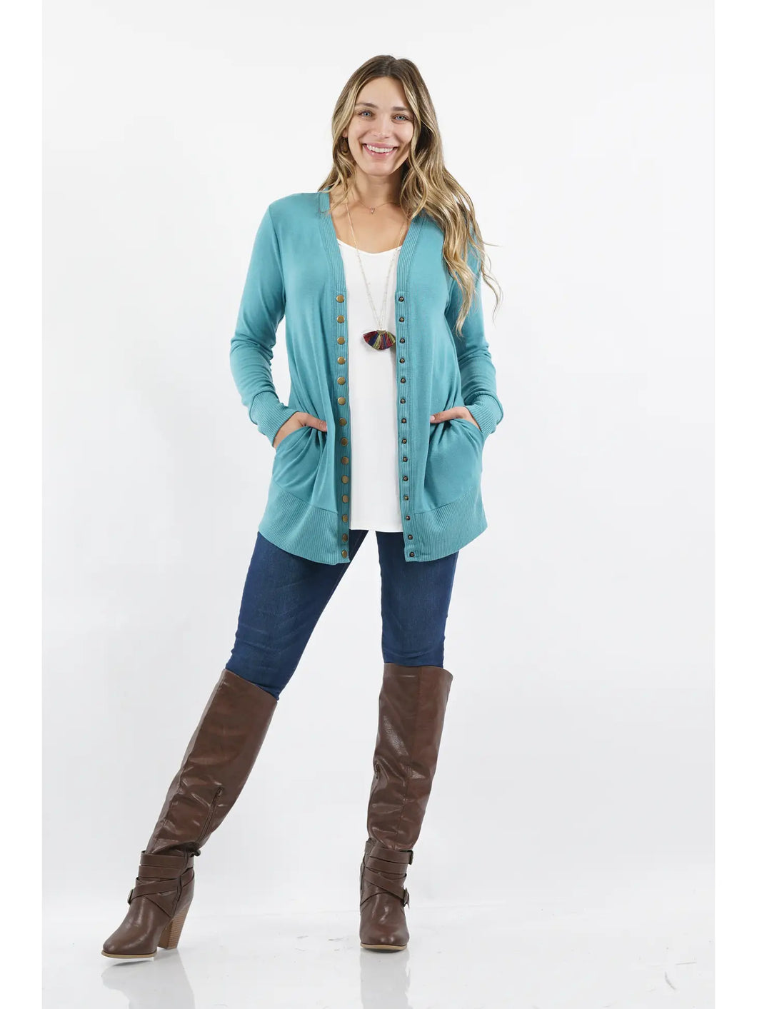 ace snap button cardigan- last call
