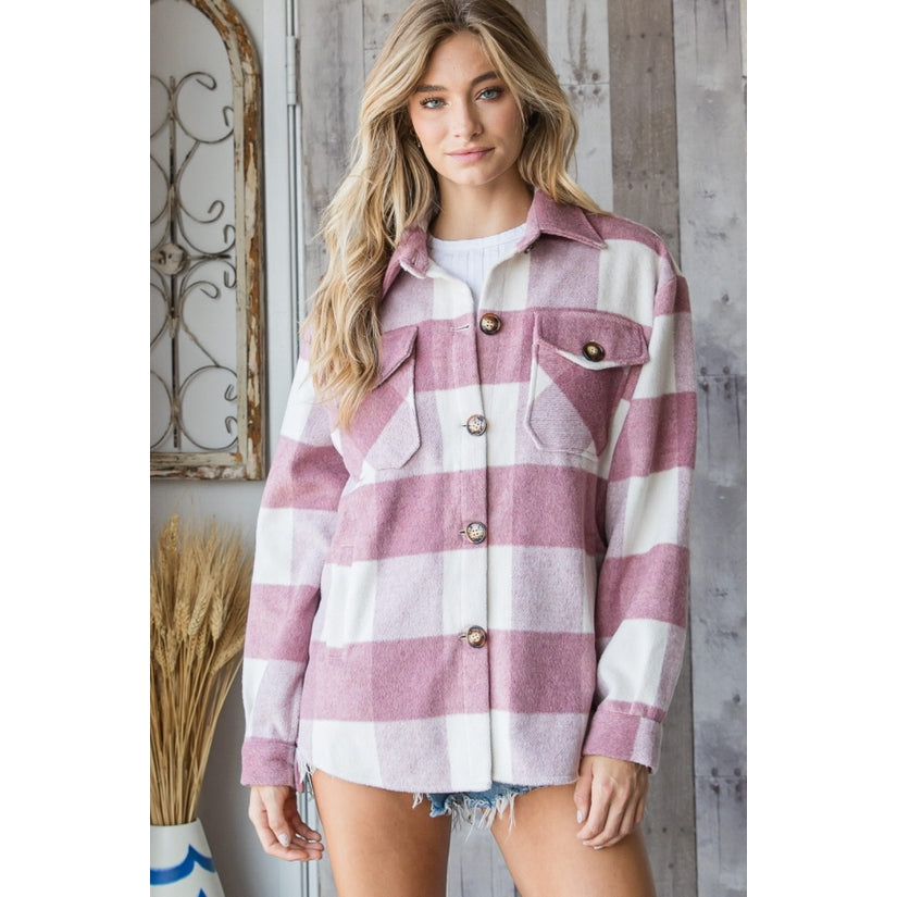 pink plaid shacket