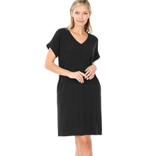 Load image into Gallery viewer, short sleeve v dress
