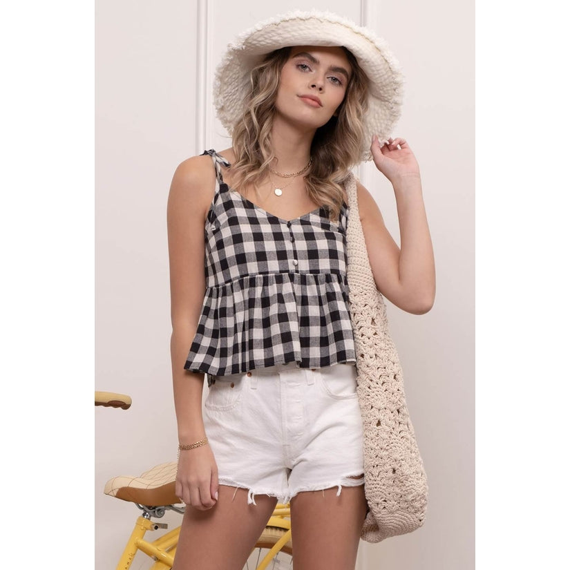 black and white gingham tank-last call